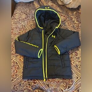 Boys Size 6 Under Armour Black Jacket with Yellow Trim